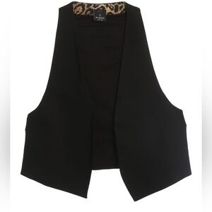 Pinko Black Tailored Vest with Leopard Print Lining Women’s Designer Waistcoat S